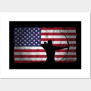 Archery US Flag Proud American Archer Bow Gift Posters and Art